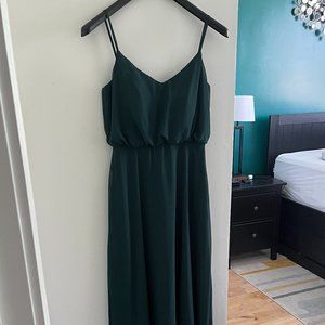 Birdy Grey Chiffon Emerald Teal Long Dress Sz Small